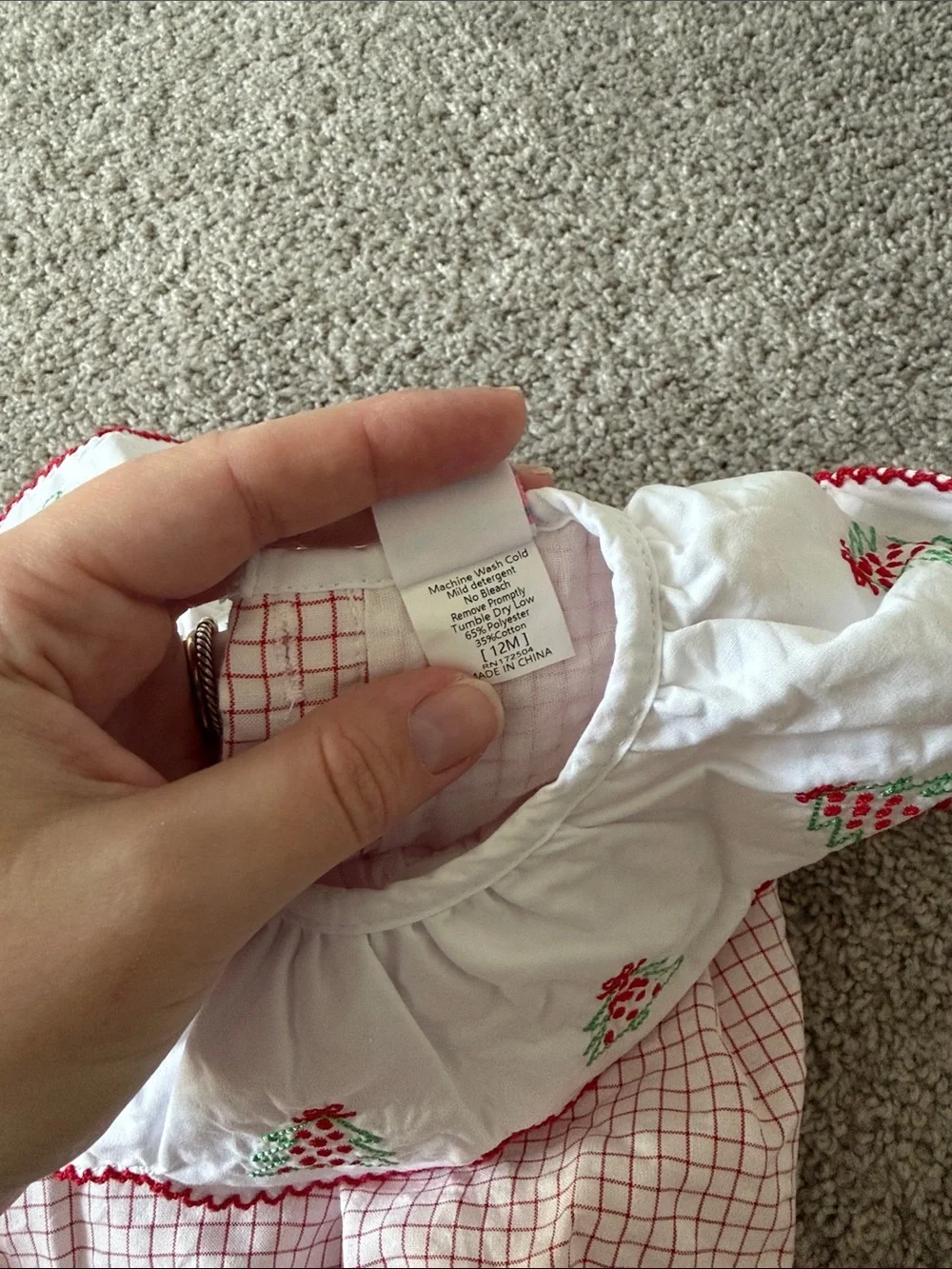 Pink Gingham Baby One-Piece with Embroidered White Collar